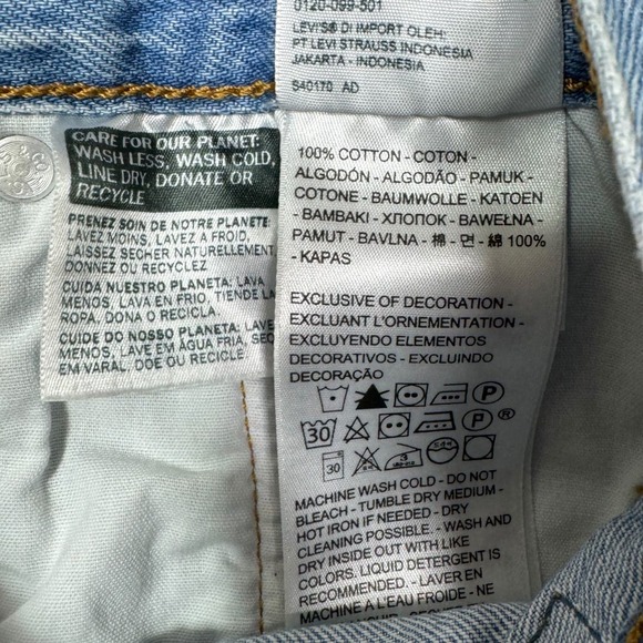 Levi's 501 High Rise Denim Shorts 30 Cut Offs Light Wash Distressed Jean Casual - Picture 6 of 7